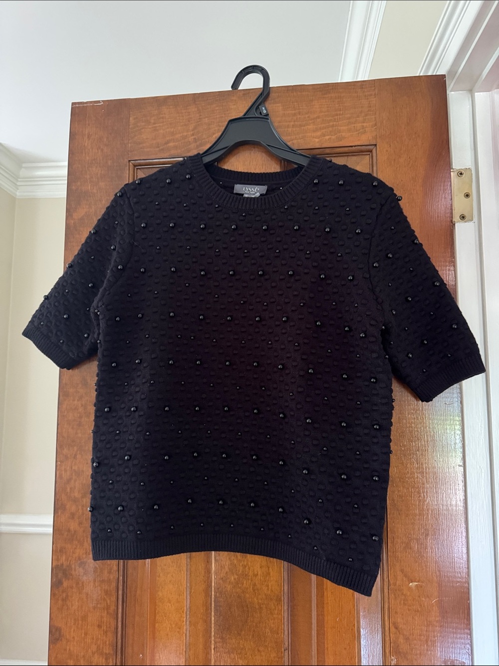 Women’s Lysse Black Beaded Crewneck Sweater- small- nwot